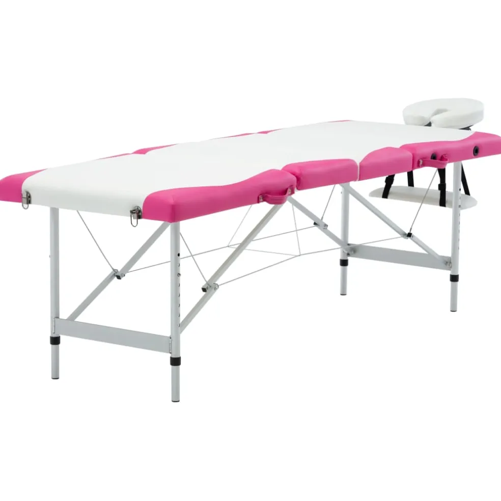 vidaXL Massagetafel inklapbaar 4 zones hout roze