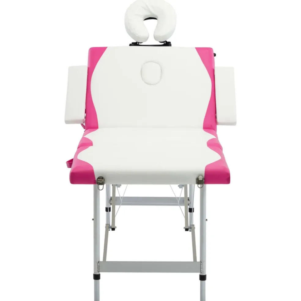 vidaXL Massagetafel inklapbaar 4 zones hout roze