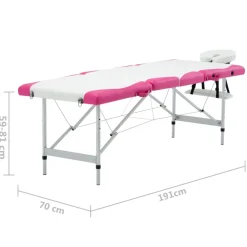 vidaXL Massagetafel inklapbaar 4 zones hout roze