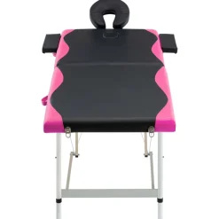 vidaXL Massagetafel inklapbaar 2 zones aluminium zwart en roze