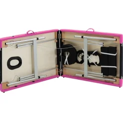 vidaXL Massagetafel inklapbaar 2 zones aluminium zwart en roze
