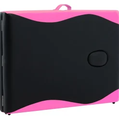 vidaXL Massagetafel inklapbaar 2 zones aluminium zwart en roze