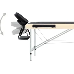 vidaXL Massagetafel inklapbaar 2 zones aluminium zwart en beige