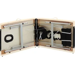 vidaXL Massagetafel inklapbaar 2 zones aluminium zwart en beige