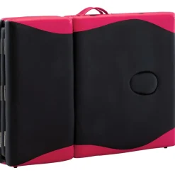 vidaXL Massagetafel inklapbaar 4 zones hout zwart en roze