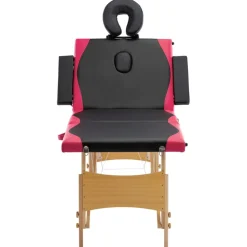 vidaXL Massagetafel inklapbaar 4 zones hout zwart en roze