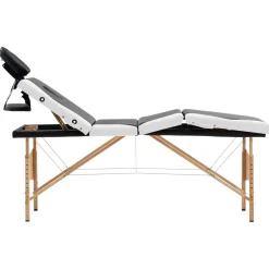 vidaXL Massagetafel inklapbaar 3 zones aluminium zwart en roze