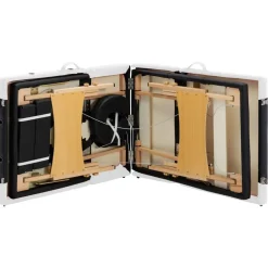 vidaXL Massagetafel inklapbaar 4 zones hout zwart en wit