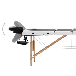 vidaXL Massagetafel inklapbaar 4 zones hout zwart en wit