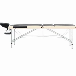 vidaXL Massagetafel inklapbaar 3 zones aluminium zwart en beige