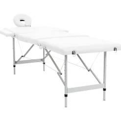 vidaXL Massagetafel inklapbaar met aluminium frame (vier delen / crèmewit)
