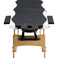 vidaXL Massagetafel inklapbaar 3 zones hout zwart en wit