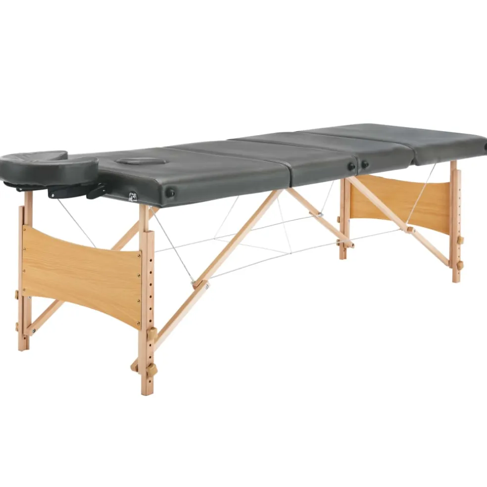 vidaXL Massagetafel met 4 zones 186x68 cm houten frame antraciet