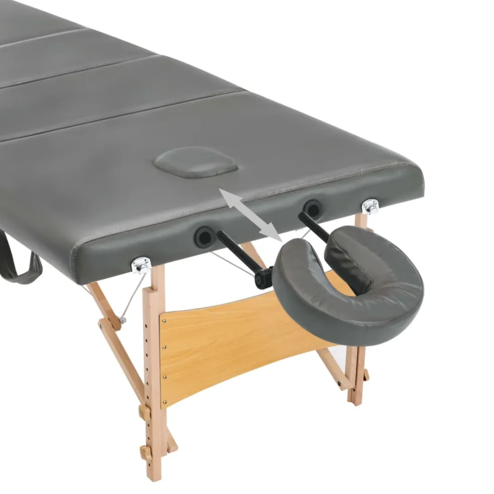 vidaXL Massagetafel met 4 zones 186x68 cm houten frame antraciet