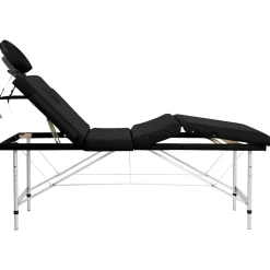 vidaXL Massagetafel met 4 zones inklapbaar aluminum frame zwart