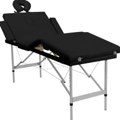 vidaXL Massagetafel met 4 zones inklapbaar aluminum frame zwart
