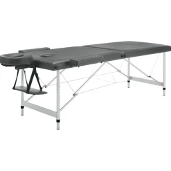 vidaXL Massagetafel met 2 zones 186x68 cm aluminium frame antraciet