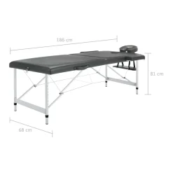 vidaXL Massagetafel met 2 zones 186x68 cm aluminium frame antraciet