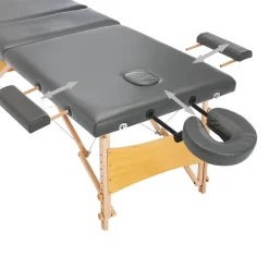 vidaXL Massagetafel met 3 zones 186x68 cm houten frame antraciet