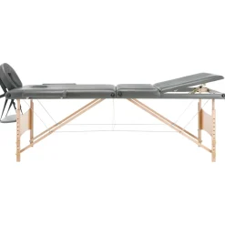 vidaXL Massagetafel met 3 zones 186x68 cm houten frame antraciet