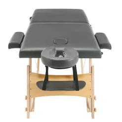 vidaXL Massagetafel met 2 zones 186x68 cm houten frame antraciet