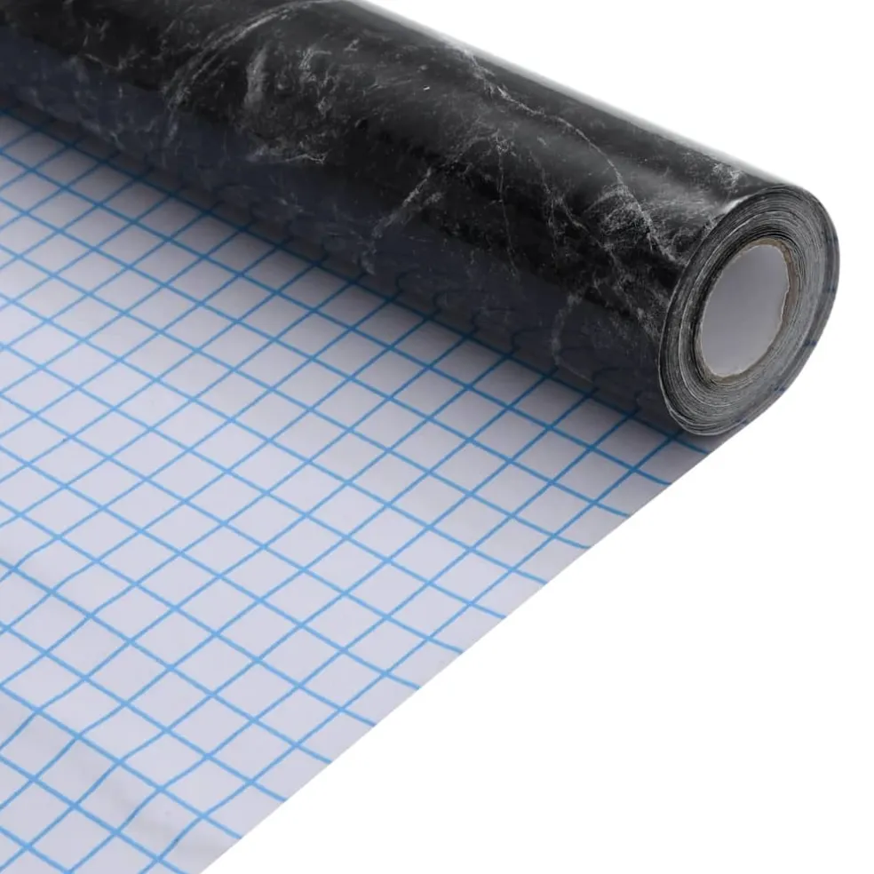 vidaXL Meubelfolie zelfklevend 90x500 cm PVC marmerzwart