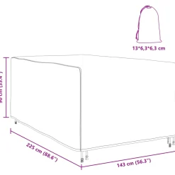 vidaXL Meubelhoes Effen Zwart 143 x 225 x 90 cm 420D