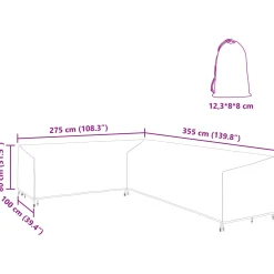 vidaXL Meubelhoes 355 x 275 x 80 cm 210D Oxford Stof L-vorm Waterdicht
