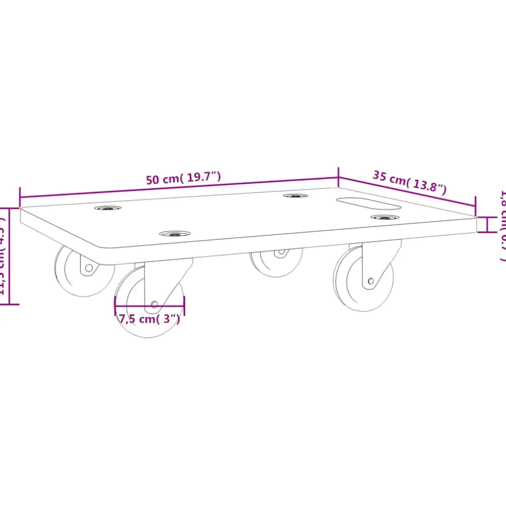 vidaXL Meubelhondjes 2 st rechthoekig 250 kg 50x35x11,5 cm