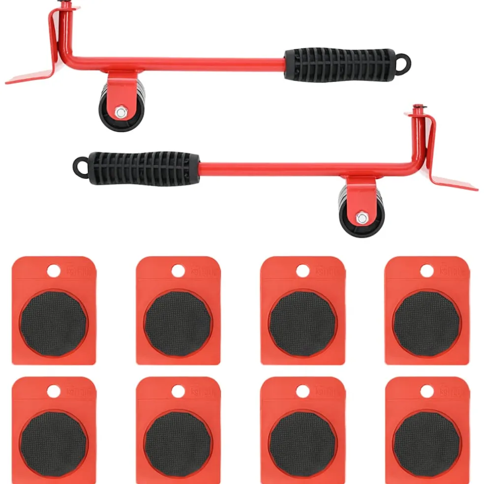 vidaXL Meubelrollers 8 stuks met lifters 9,8x7,5x3 cm 150 kg rood
