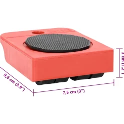 vidaXL Meubelrollers 8 stuks met lifters 9,8x7,5x3 cm 150 kg rood