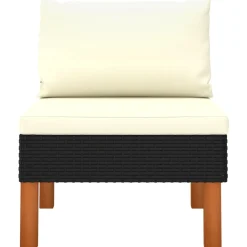 vidaXL Middenbanken 2 st poly rattan en massief eucalyptushout