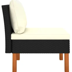 vidaXL Middenbanken 2 st poly rattan en massief eucalyptushout