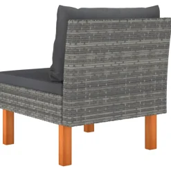 vidaXL Middenbanken 3 st poly rattan en massief eucalyptushout