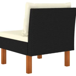 vidaXL Middenbank poly rattan en massief eucalyptushout