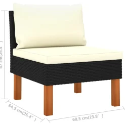 vidaXL Middenbank poly rattan en massief eucalyptushout