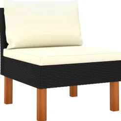 vidaXL Middenbank poly rattan en massief eucalyptushout
