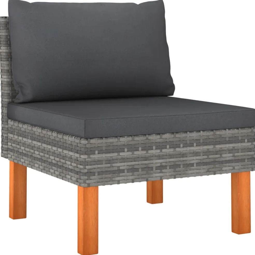 vidaXL Middenbank poly rattan en massief eucalyptushout