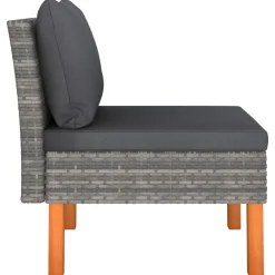 vidaXL Middenbank poly rattan en massief eucalyptushout