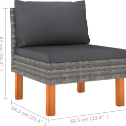 vidaXL Middenbank poly rattan en massief eucalyptushout