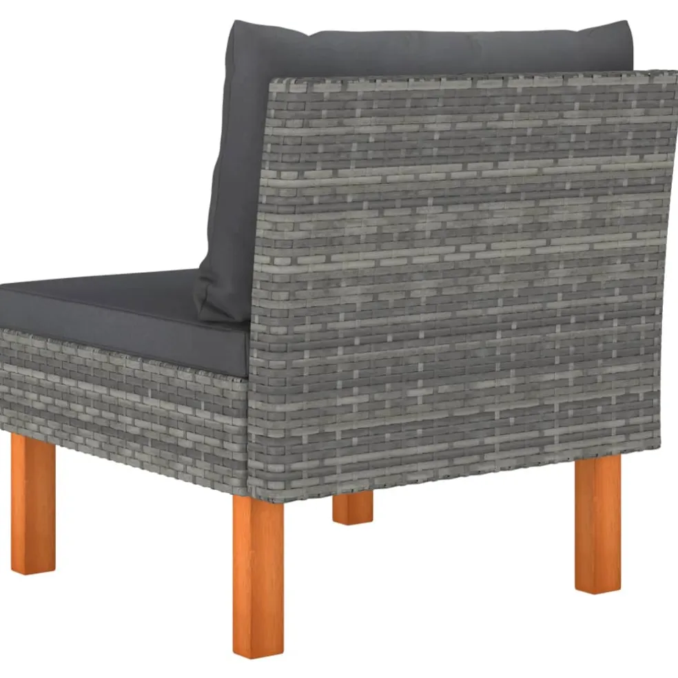 vidaXL Middenbank poly rattan en massief eucalyptushout