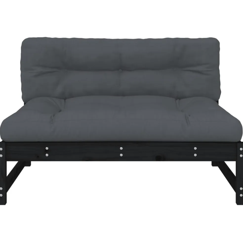 vidaXL Middenbank 120x80 cm massief grenenhout zwart