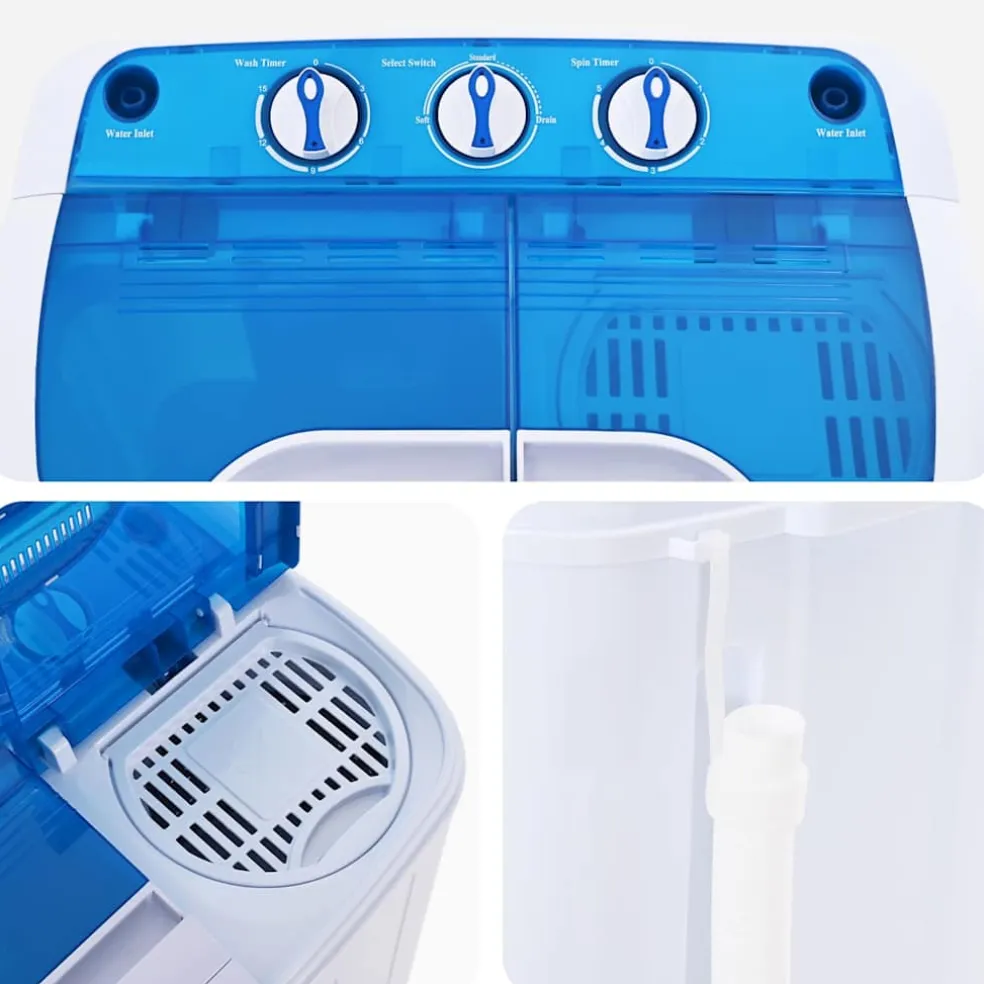 vidaXL Mini wasmachine met dubbele trommel 5,6 kg