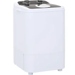 vidaXL Mini Wasmachine met Enkele Wasbak 4,6 kg Zwart en Wit