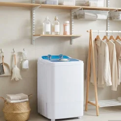 vidaXL Mini Wasmachine met Enkele Wasbak 4,6 kg Blauw en Wit