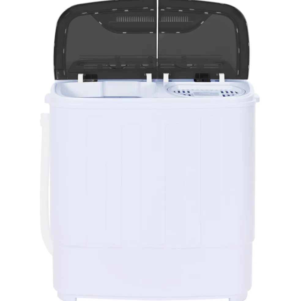vidaXL Mini Wasmachine met Twin Tub 3,6 kg Zwart en Wit