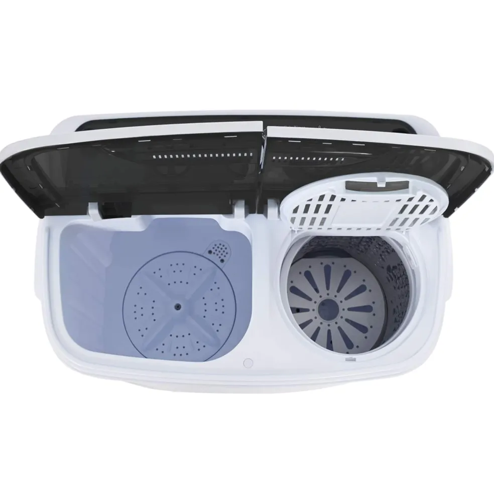 vidaXL Mini Wasmachine met Twin Tub 3,6 kg Zwart en Wit