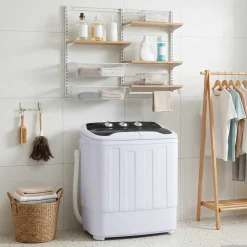 vidaXL Mini Wasmachine met Twin Tub 3,6 kg Zwart en Wit