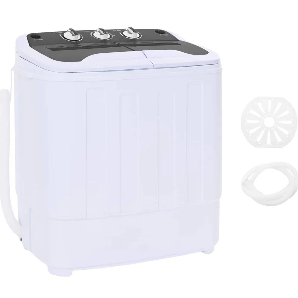vidaXL Mini Wasmachine met Twin Tub 3,6 kg Zwart en Wit