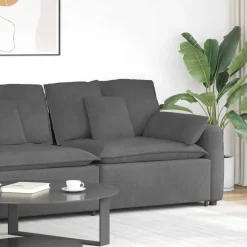 vidaXL Modulaire bank Armleuning eindmodule met kussens 100 cm